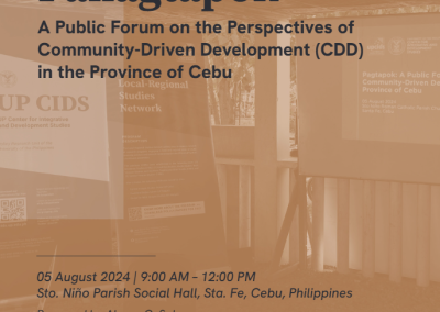 Panagtapok A Public Forum on the Perspectives of Community-Driven Development (CDD) in Bohol