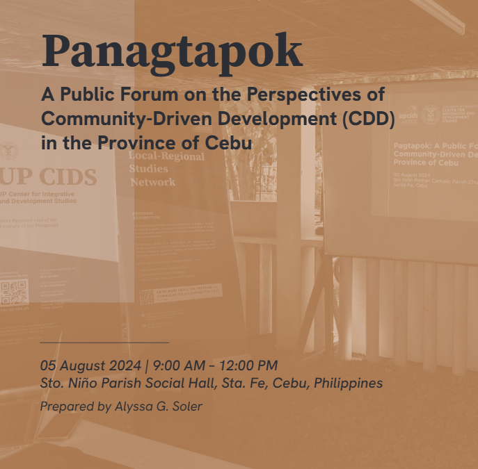 Panagtapok A Public Forum on the Perspectives of Community-Driven Development (CDD) in Bohol